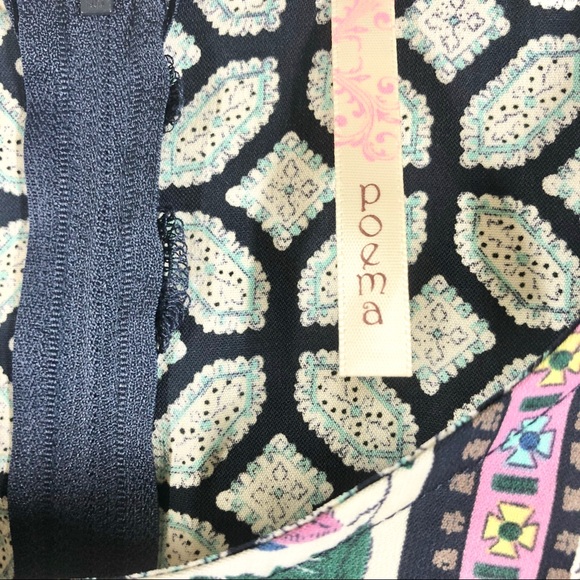 Poema Sleeveless Sheath Dual Pattern Front Belted - Picture 4 of 9